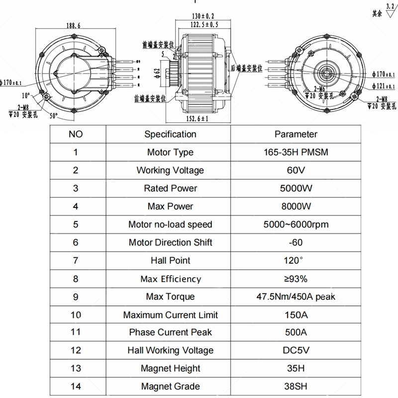 QSMOTOR 165 35H 5000W Mid-driv - Mid Drive Motor Kit 72V 5000W recensie en prijs